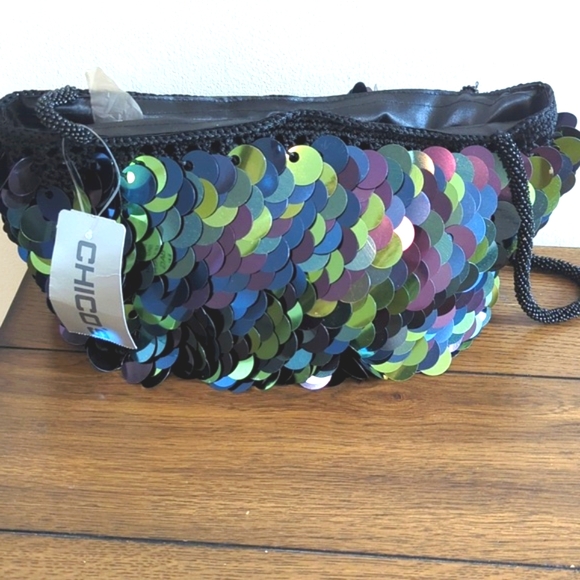 Chico's Illusion Beaded Multi Dark Sequin Wristlet - Picture 2 of 14